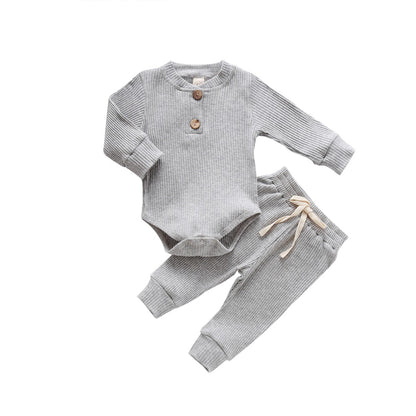 Ma&Baby 0-24M Newborn Infant Knit Baby Boy Girl Clothes Set Long Sleeve Button Romper Pants Outfits Autumn Spring Baby Clothing
