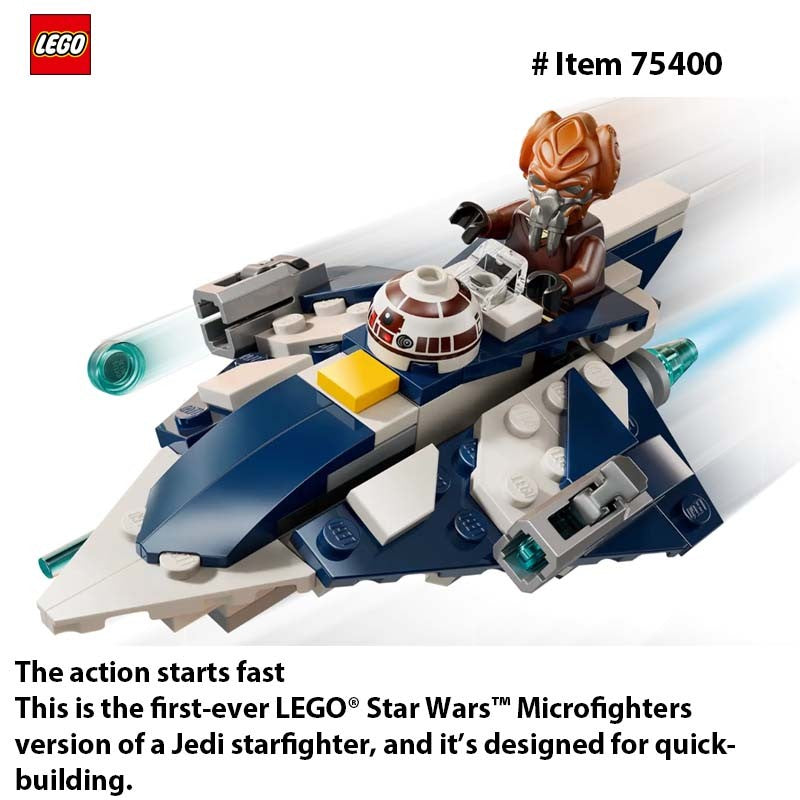 LEGO 75400 Star Wars Microfighter Caça Estelar Jedi de Plo Koon Brinquedo Infantil Playset de Guerras Clônicas e Decoração de Quarto para Meninos e Meninas 89 Peças
