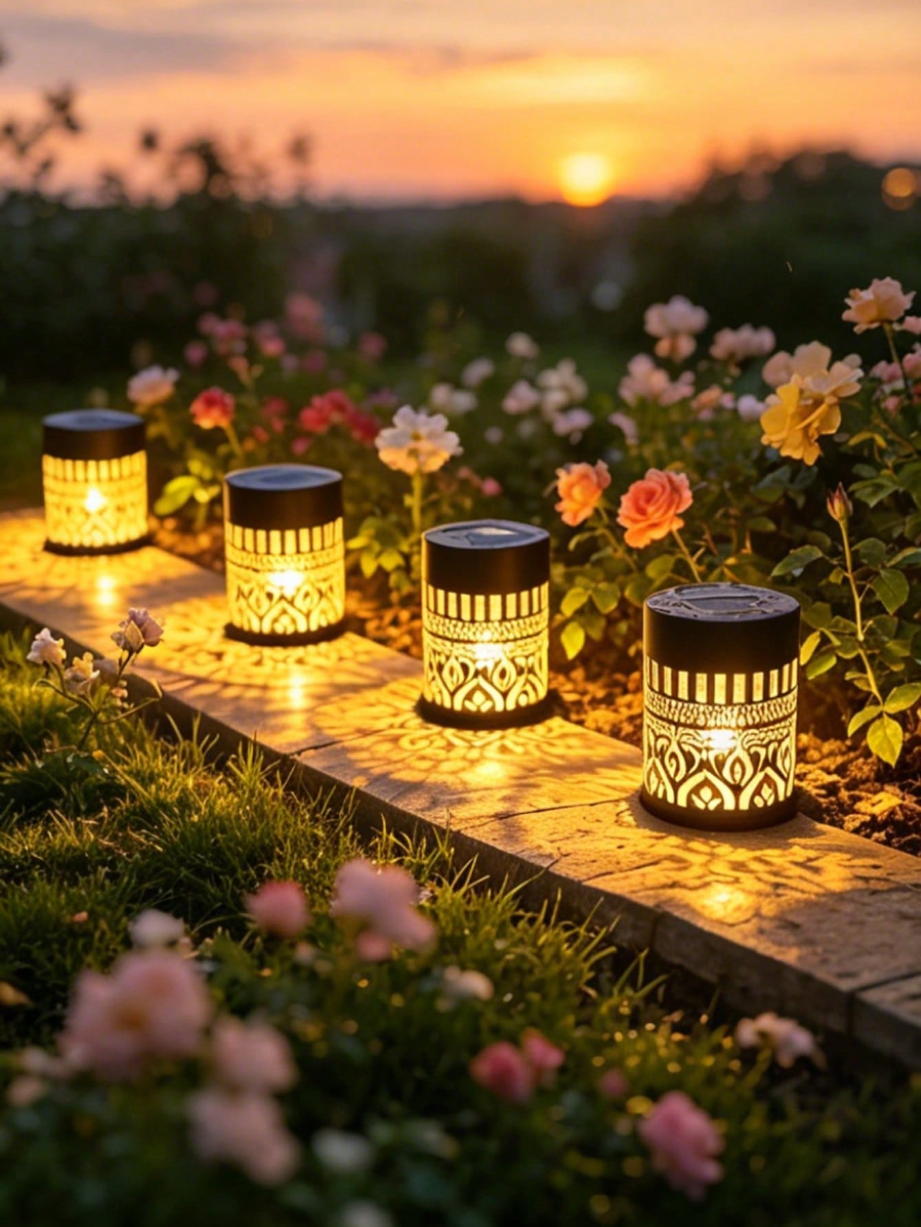 2 Pcs Solar Mandala Lamp, Openwork Wrought Iron Lamp, Solar Garden Decorative Lighting.