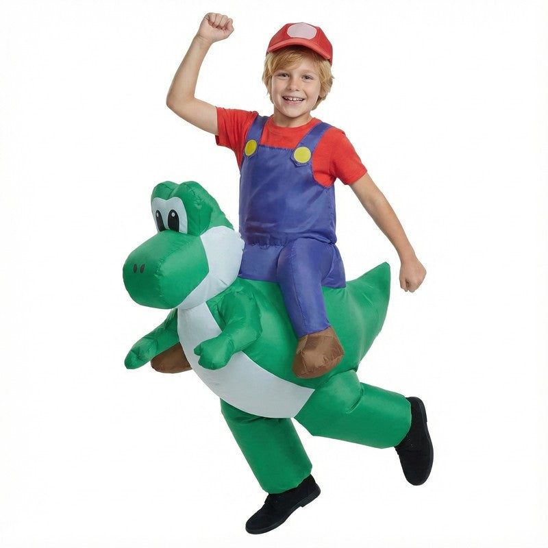 Adult Kids Plumber Costume Dinosaur Inflatable Suit Halloween Cosplay Party Performance Outfit Holiday Dance Parties & Carnival
