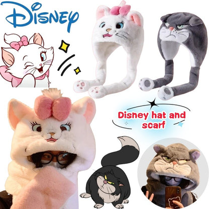 Novo Chapéu de Gato Marie da Disney Lúcifer Criativo Anime de Alto Valor Secundário Inverno Engrossado Quente Proteção de Orelha Integrado Boné Cachecol