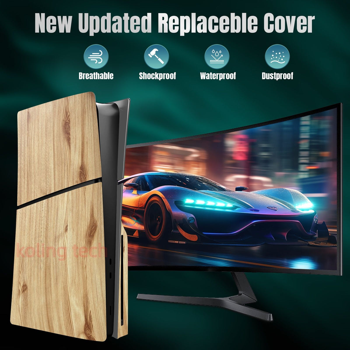 Wood Color Faceplate for New PS5 Slim Replacement Cover Shell Case Plate Accessories for PS5 Slim Disc Edition