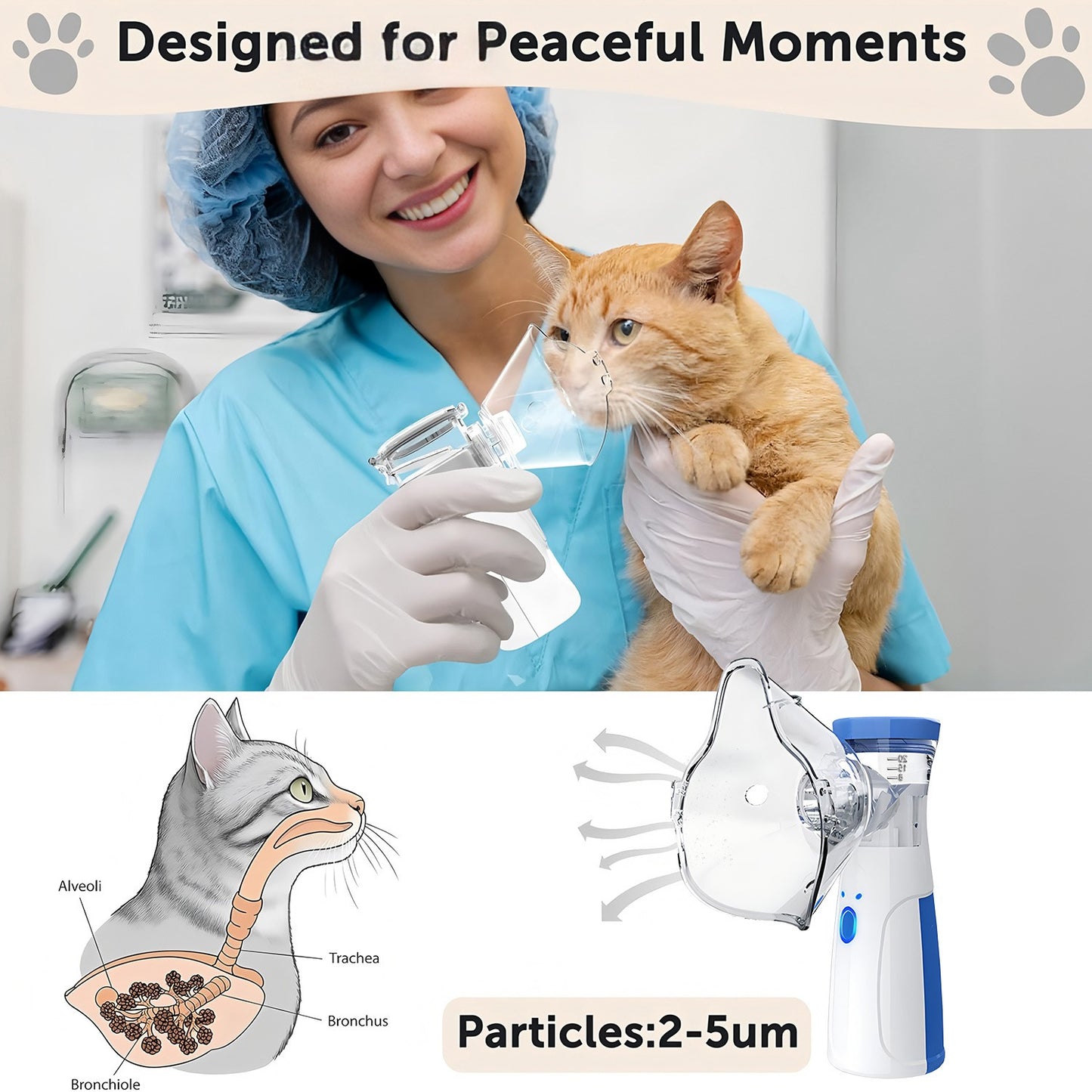 Inalador Nebulizador para Asma em Pets para Alívio Respiratório Dispositivo Veterinário Fácil de Usar para Animais Promove a Saúde do Pet