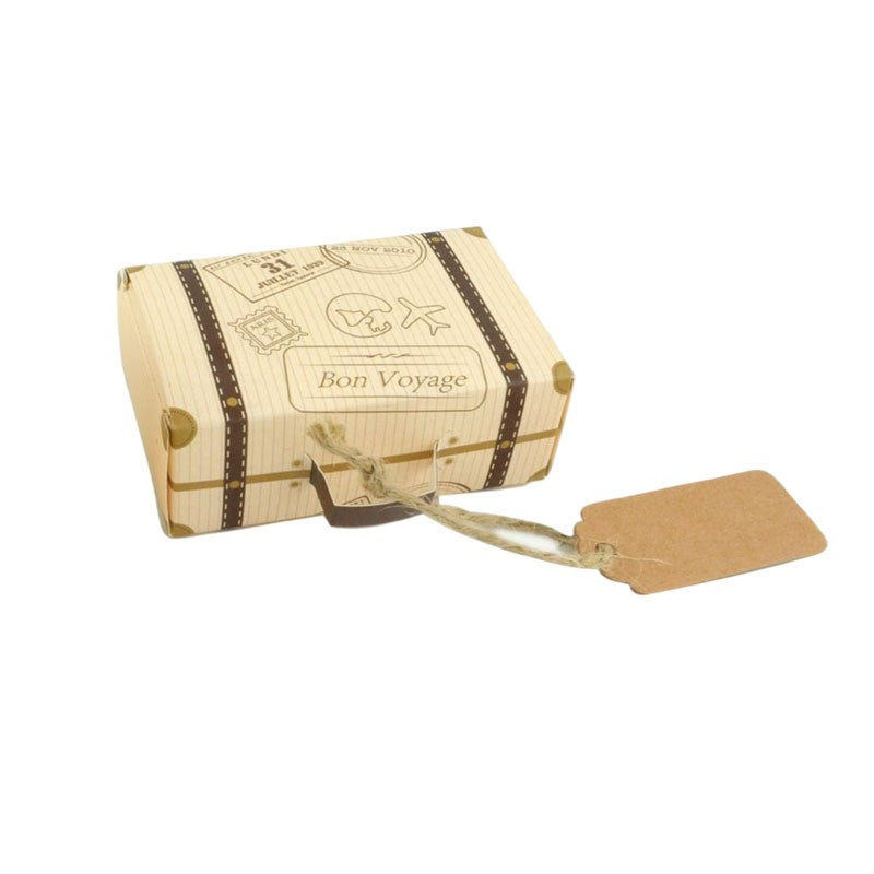 10/20/50pcs Mini Travel Suitcase Candy Box Kraft Paper Chocolate Favor Gift Box Packaging Bag Wedding Birthday Party Decoration