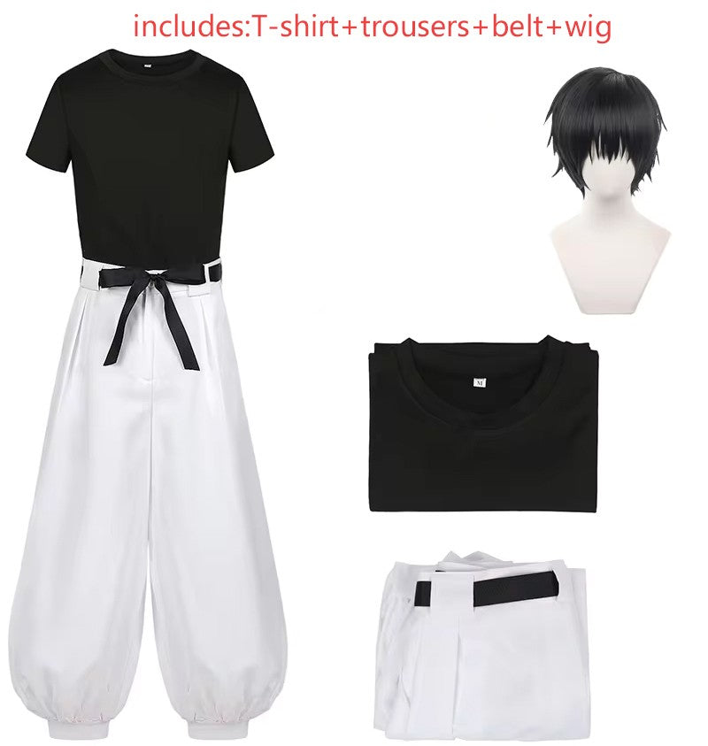 Jujutsu JJK Manga Anime Fushiguro Toji Satoru Gojo Cosplay Costume Wig T-shirt Pants Rose Net Halloween Christmas Gift