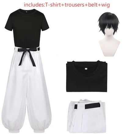 Jujutsu JJK Manga Anime Fushiguro Toji Satoru Gojo Cosplay Costume Wig T-shirt Pants Rose Net Halloween Christmas Gift