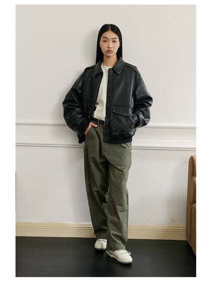 Mauroicardi Spring Cool Handsome Oversized Vintage Distressed Black Pu Leather Jacket Men Pockets Luxury Designer Clothes 2024