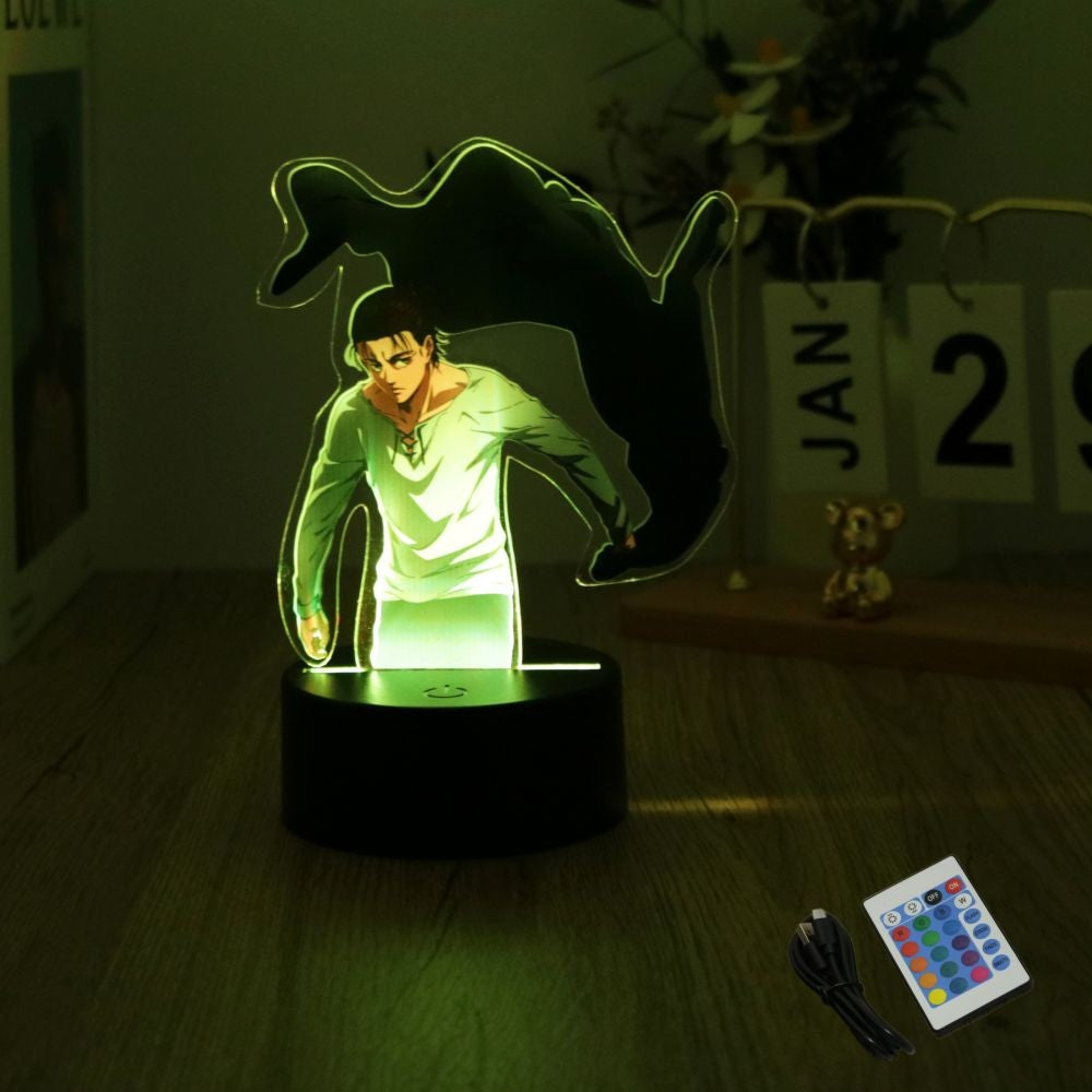 Anime Figures Attack on Titan 3D Lamp LED Night Light RGB16 Colors Lamps Remote Standing Sign Decor Bedroom Home Kids Toys Gifts