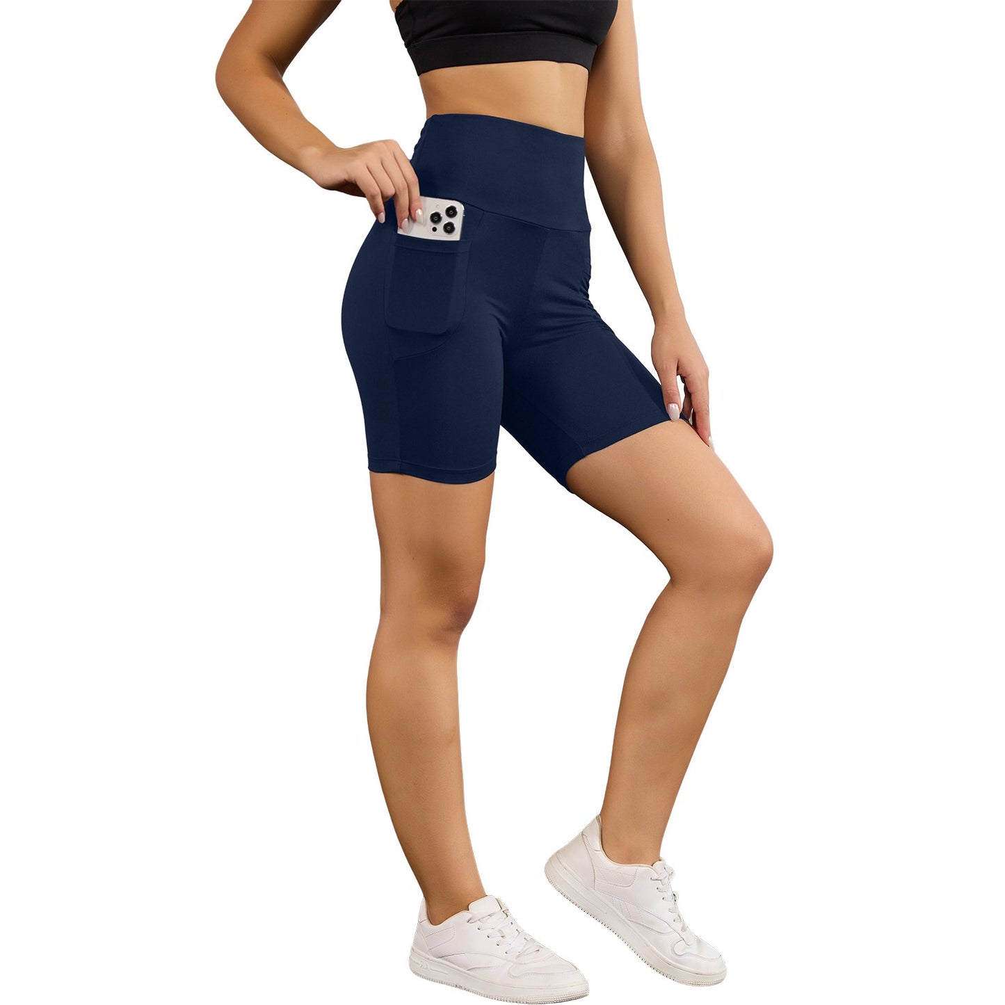 High Waisted Biker Shorts For Women With Pockets Super Soft No See Through Workout Running Yoga Athletic Push Up Gym