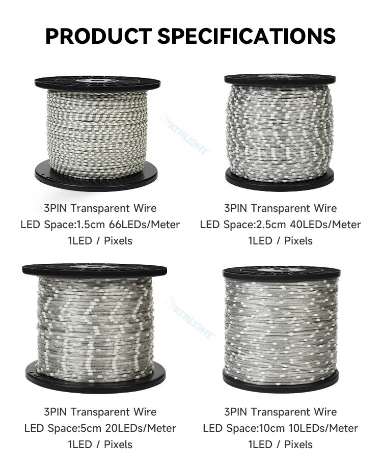 5V 12V WS2811 Clear Wire 3PIN Seed Pixel String Light for Fairy Lights Outdoor RGB Addressable Individually Garland Light