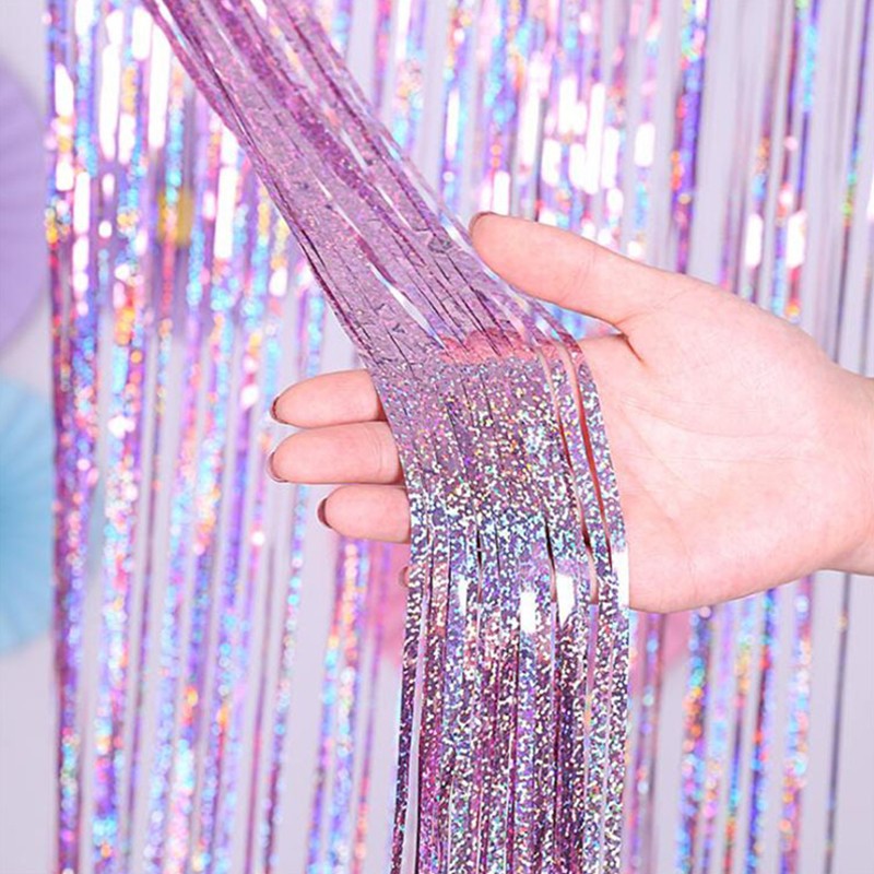 2M Glitter Pink Metallic Foil Tinsel Curtain Backdrop Birthday Wedding Bridal Shower Bachelorette Party Decor Adult Anniversary