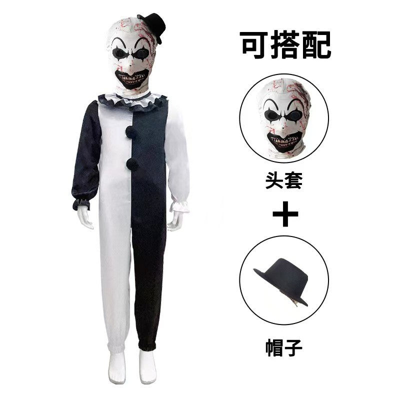Terrifier Clown Cosplay Costume Horror Carnival Party Dress Hat Mask Killer Clowns Jumpsuit Halloween Cosplay Costumes for Kids