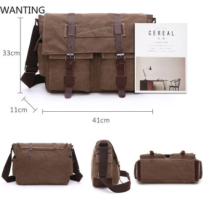 Retro Men Messenger Bags Vintage Canvas Handbags Leisure Work Travel Bag Man Business Crossbody Bags Briefcase For Male Bolsas