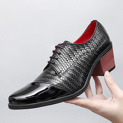 Men's Leather Shoes Banquet Dress Shoes Formal Occasions Men's Business Leather Shoes Office Red High Heels Pointed Shoes
