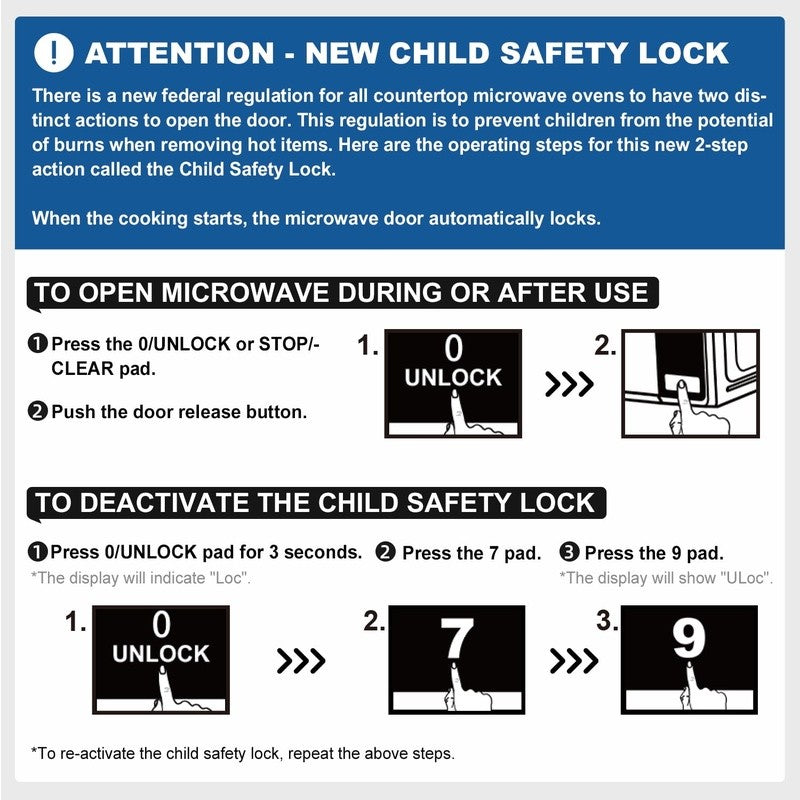 0.7 Cu Ft Countertop Microwave Oven 700W Compact Kitchen Appliance LED Display Timer Child Safety Lock One Touch Defrost Quick