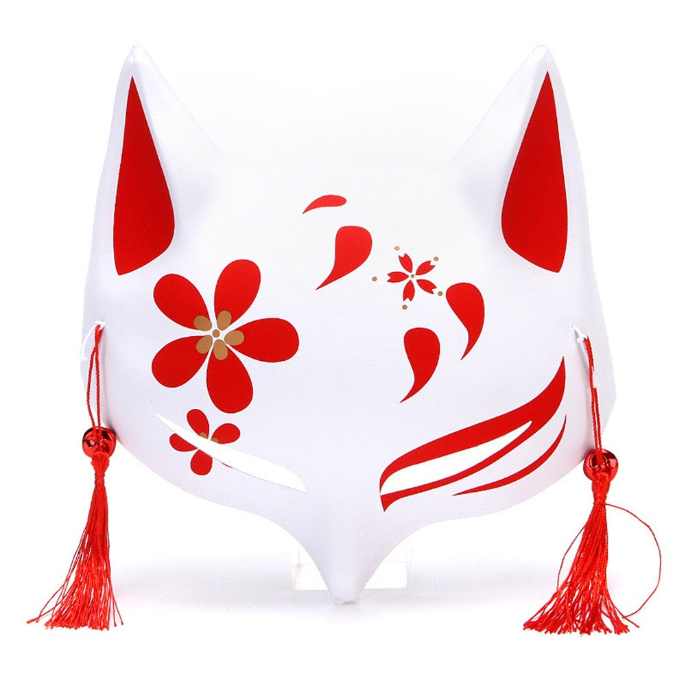New Fashion Anime Fox Mask Hand-Painted Half Face Cat Mask With Tassels Bell Halloween Masquerade Party Festival Cosplay Gift