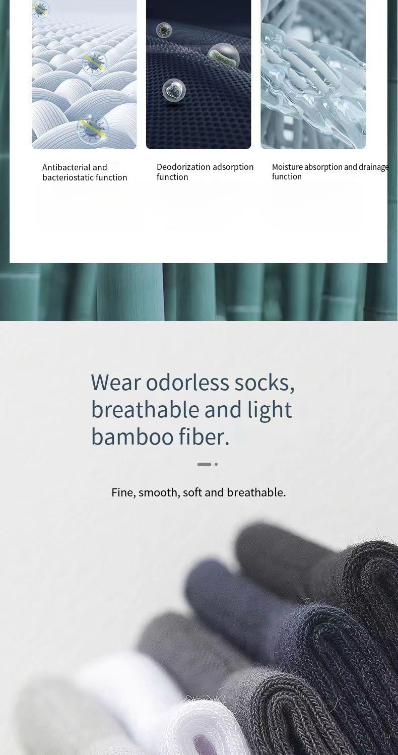 10 Pair Men's Bamboo Socks Anti-bacterial And Anti-odour Soft Business Socks Wearable And Breathable Casual Socks For Men