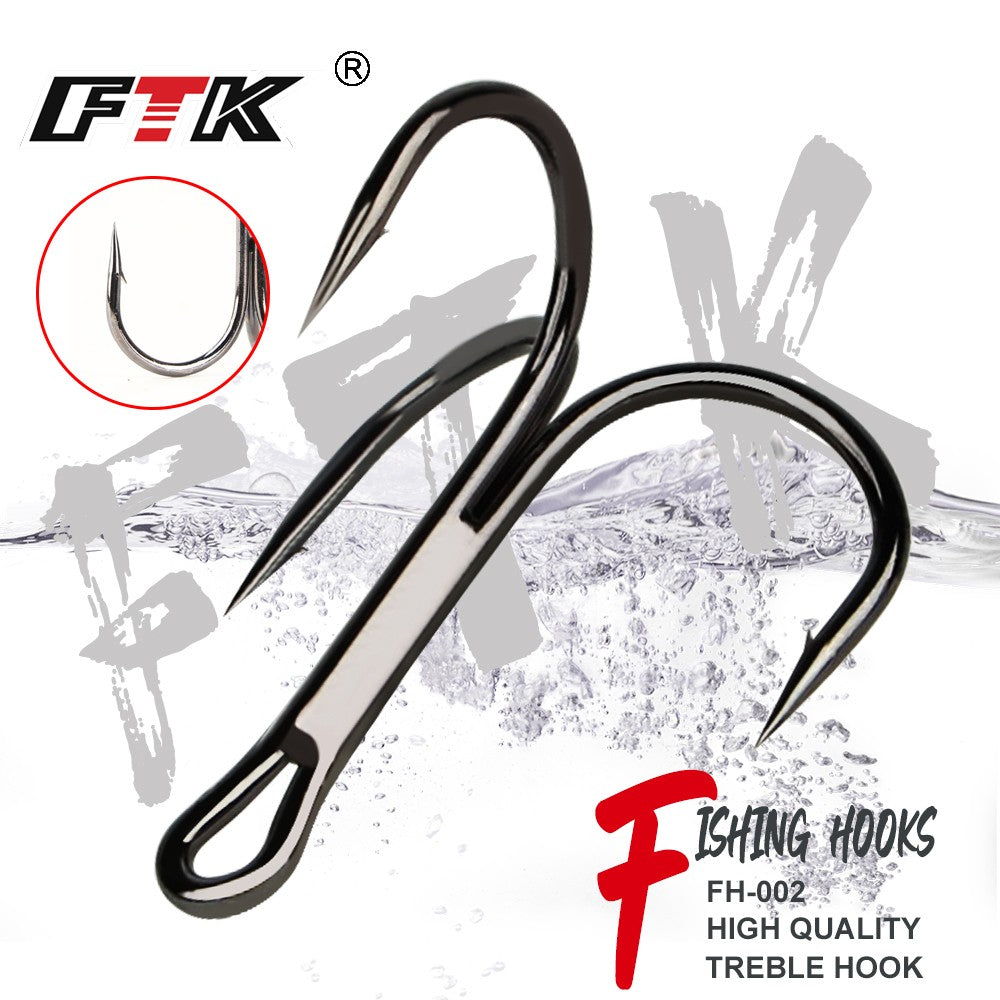 FTK Anzol de Pesca Bass com Três Pontas e Suporte para Isca, Suporte para Isca, Anzol de Isca, Conjunto de Anzóis de Manivela para Amarração de Mosca, Água Salgada, Anzol de Agulha para Pesca