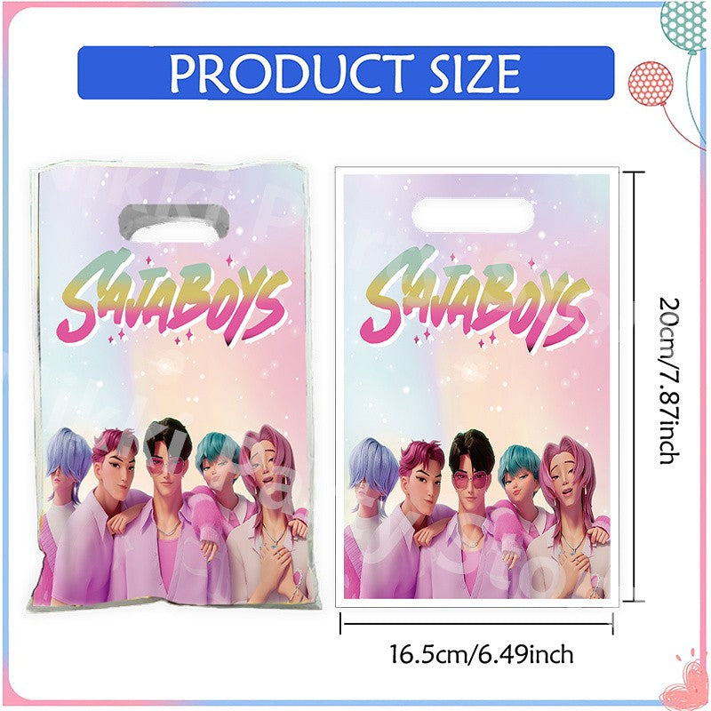 Kpop Demon Hunters Sacolas de Festa 16.5*25cm Sajaboys Sacola de Doces Sacola de Brindes Suprimentos de Festa de Aniversário Decorações Presente para Meninas Lembrancinhas de Festa