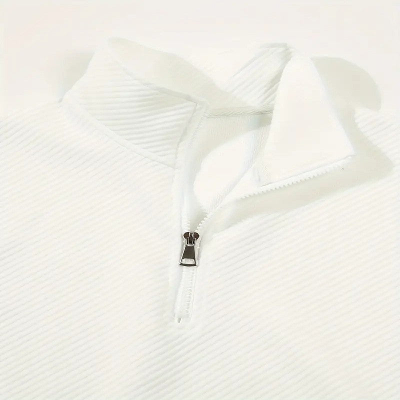 Men's Business Casual Polo Long Sleeve T-shirt spring and autumn Twill jacquard zipper polo shirt Comfortable and Breathable Top