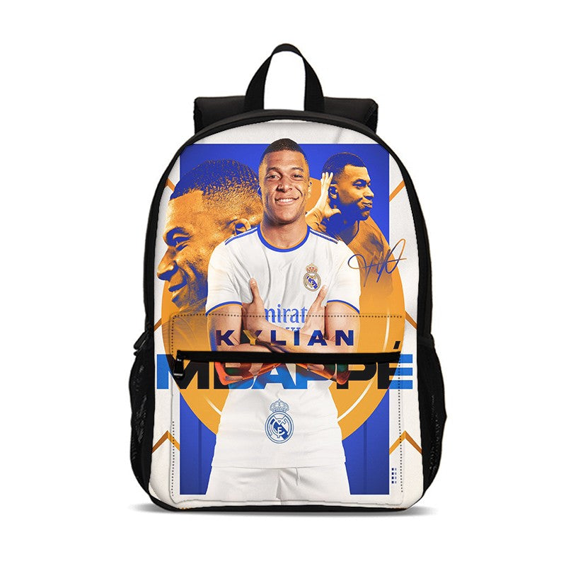 M-Mochila Esportiva Mbappes Football com Zíper Relâmpago Mochila Escolar Esportiva Mochila Escolar Jogador Estrela Mochilas para Livros