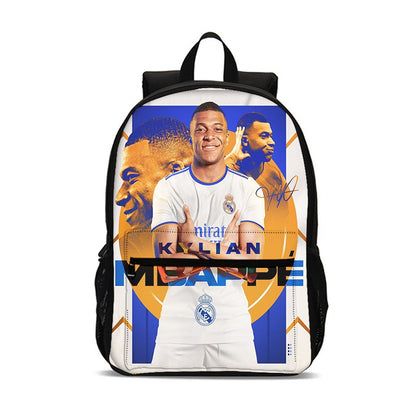 M-Mochila Esportiva Mbappes Football com Zíper Relâmpago Mochila Escolar Esportiva Mochila Escolar Jogador Estrela Mochilas para Livros