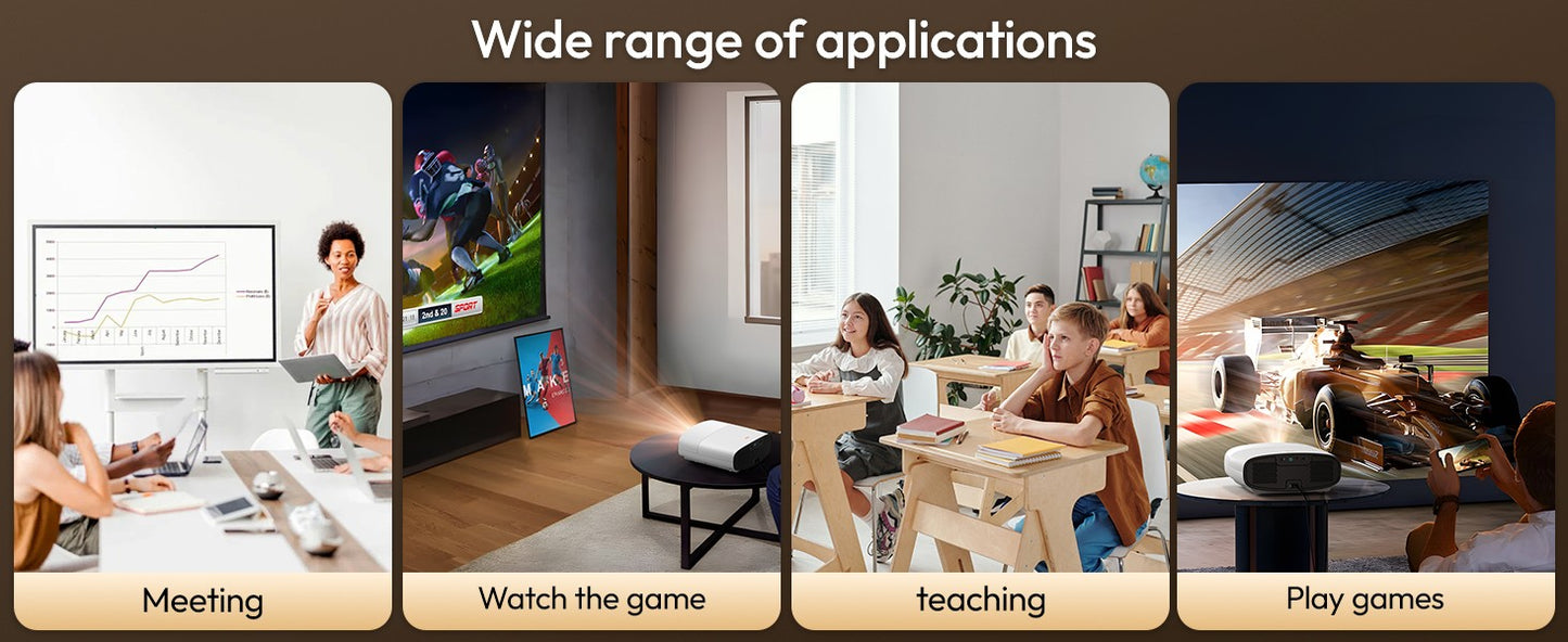 Projetor VEVSHAO A22 Full HD 1080P 4K 1000ANSI Android WiFi Foco Automático 10W*2 Projetor de Home Theater para Reuniões de Escritório e Vídeo