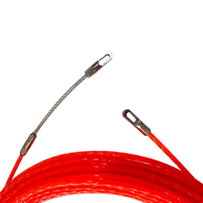 Passa-Fio de Fibra de Vidro 15m/30m/50m para Eletricista com Puxador de Cabo Elétrico e Rosqueador de Parede