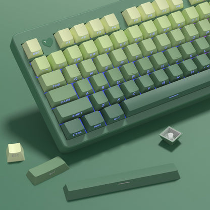 Novas Teclas 133 Gradiente Verde Shine Through Keycaps Impressão Lateral PBT Keycap Perfil Cherry Double Shot para Teclados Mecânicos