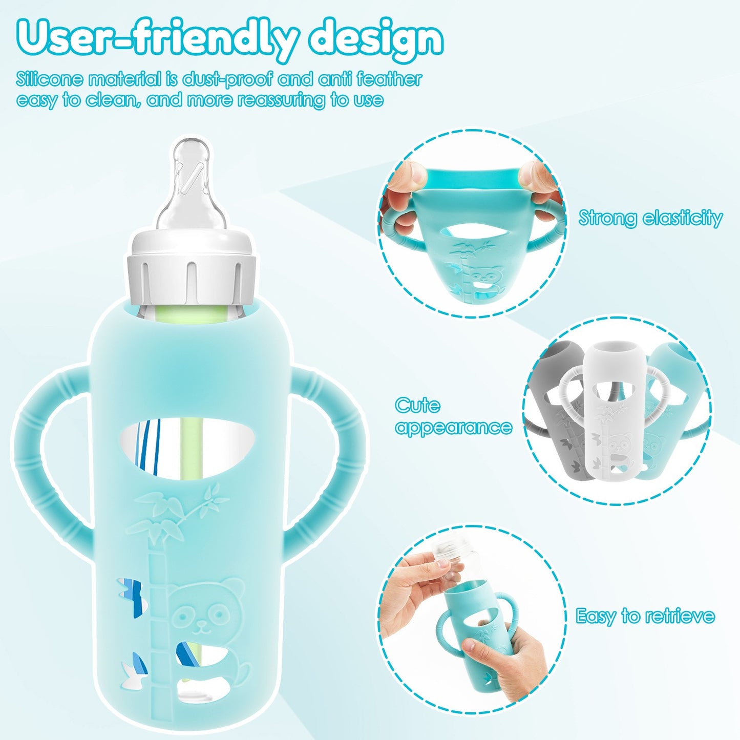 3Pcs Silicone Bottle Sleeves for Dr. Brown's Glass Baby Bottles Food-Grade Silicone Bottle Sleeves Insulated Baby Bottle Cover