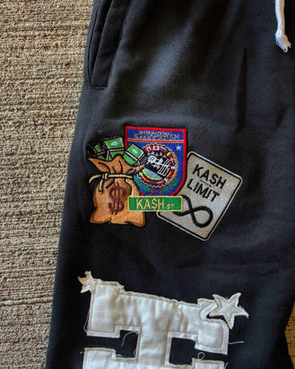 Calça de Moletom Y2K Masculina Feminina Gótica Hip Hop Americana com Patch de Letras Y2K Dupla Camada Larga Elástica na Cintura Calça Jogger Casual