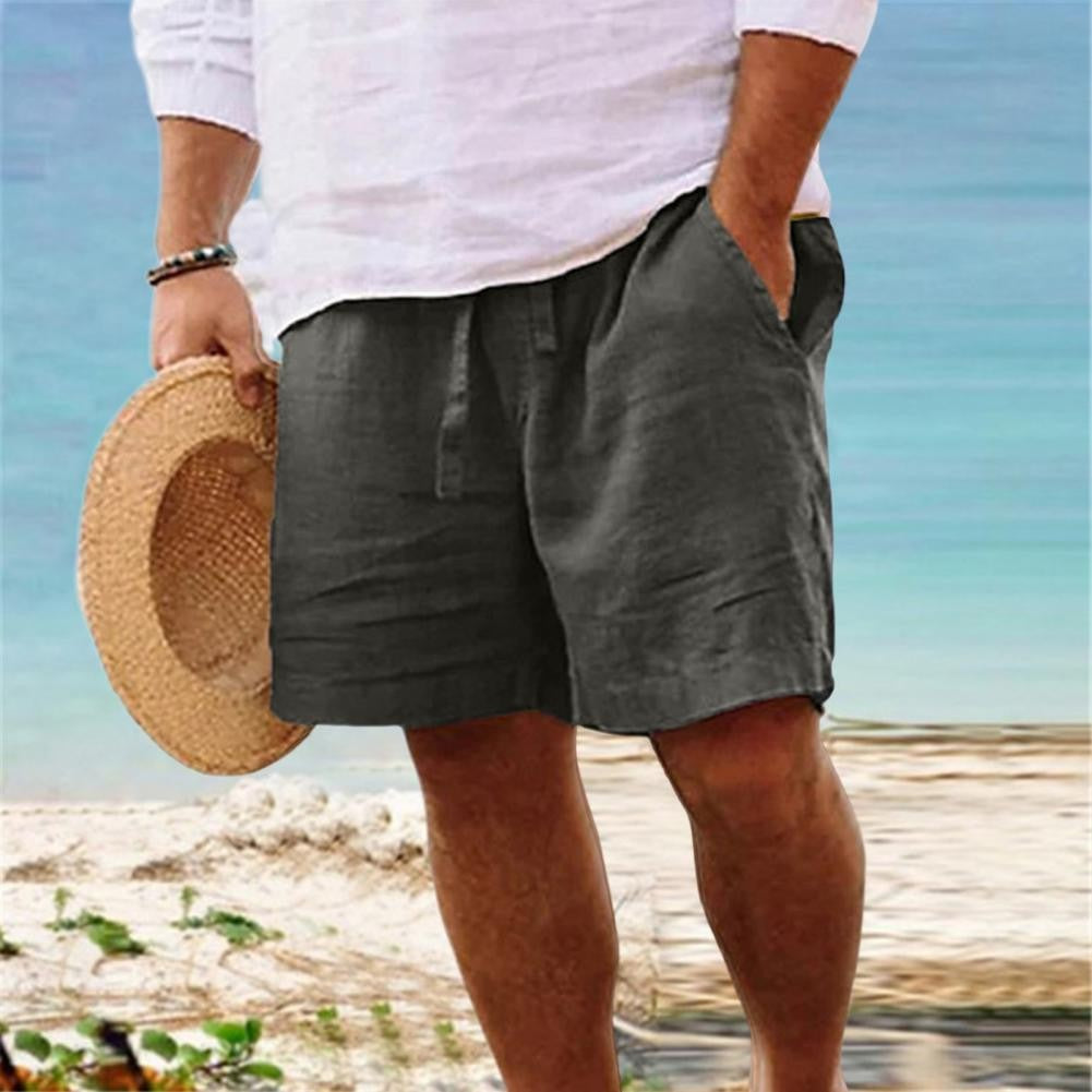 2024 New Men'S Cotton Linen Shorts Pants Male Summer Breathable Solid Color Linen Short Trousers Fitness Streetwear M-4xl