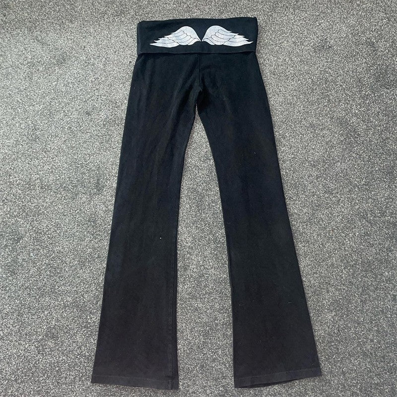 Emo Girls Wavy Slim pants Harajuku Punk Comfortable Aesthetic Y2K Women pants Fashion High Street vintage Yoga Gothic Streetwear