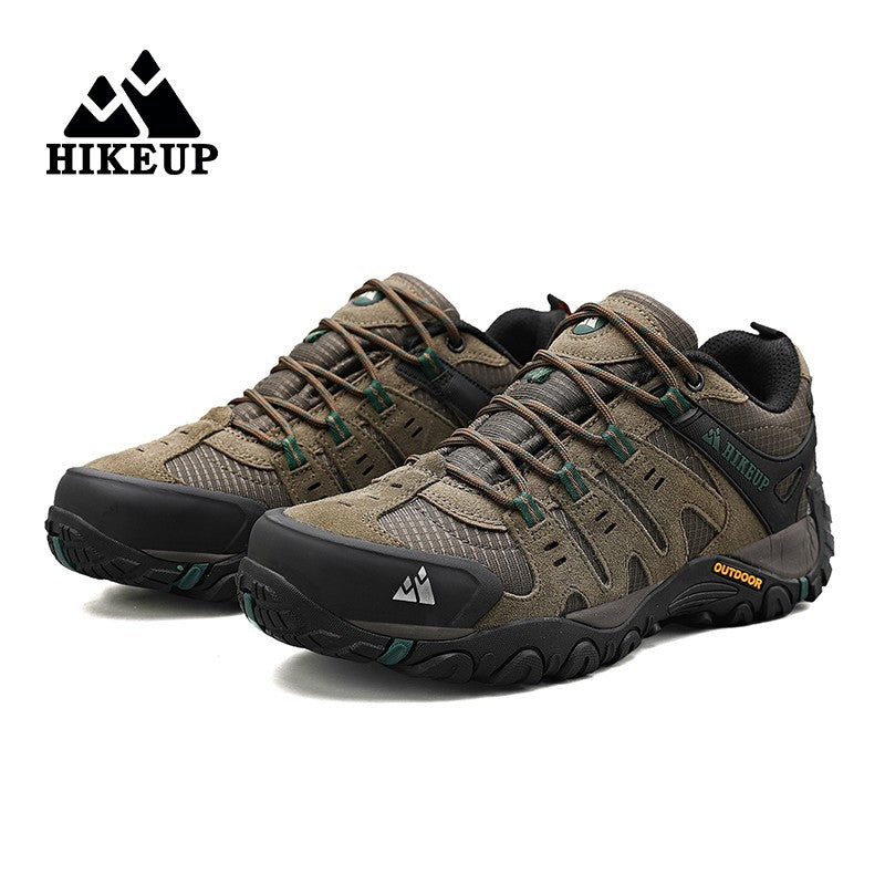 HIKEUP Tênis Masculino de Caminhada em Couro Camurça, Calçados Outdoor Resistentes ao Desgaste Masculinos para Trekking, Caminhada, Caça e Tênis Táticos