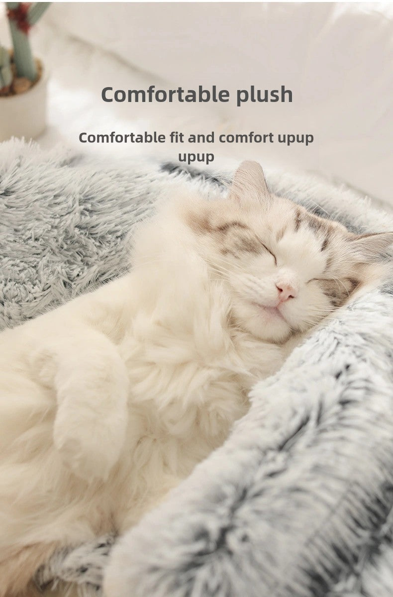 Cama para pets de pelúcia macia outono e inverno e cama para pets inverno quente e frio ninho edredom de pelúcia ninho de gato concha ninho de gato semi-fechado