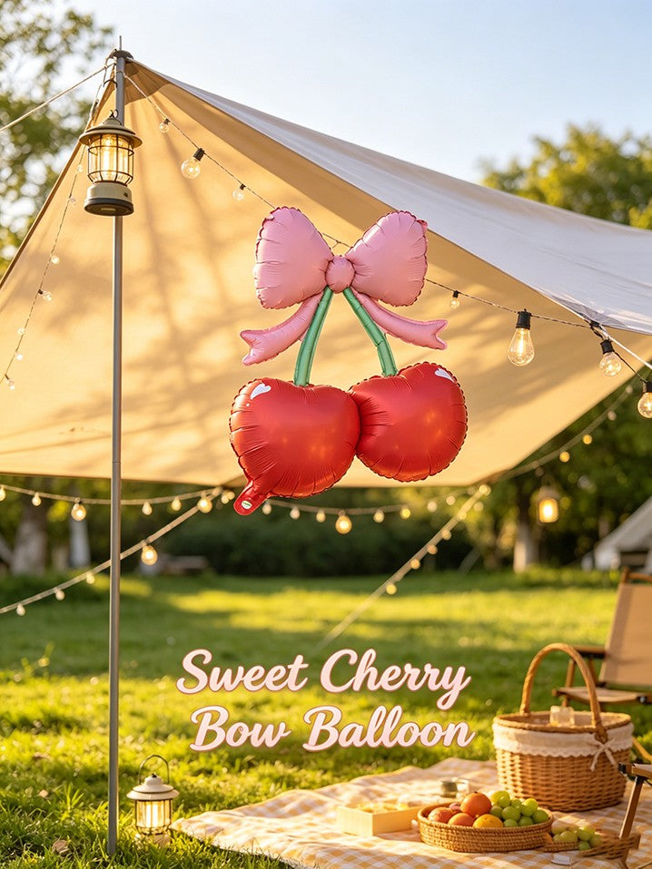2/4PC Cherry Party Foil Balloons Red Berries And Green Leaves Pattern Girls' Birthdays Summer Parties Dessert Table Decorations