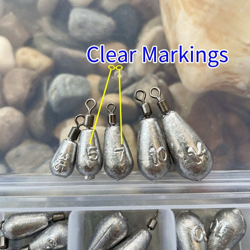 45 PEÇAS/Caixa Chumbo Drop Shot para Pesca 3.5g 5g 7g 10g 14g Chumbada Tubo Bala Pingente Jig Metal Kit Pesca Ferramenta