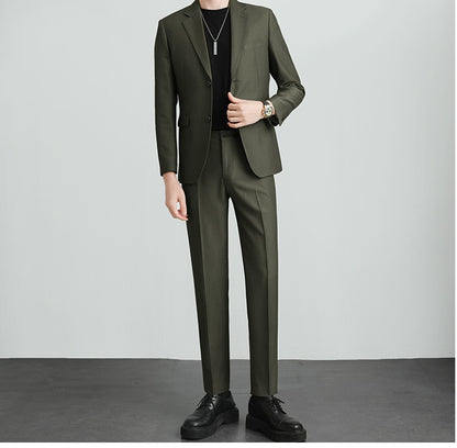 Autumn Men's Clothing Light Luxury Business Leisure Suit Jacket Set Streetwear Elegant Korean Popular Clothes Slim Pants Suit