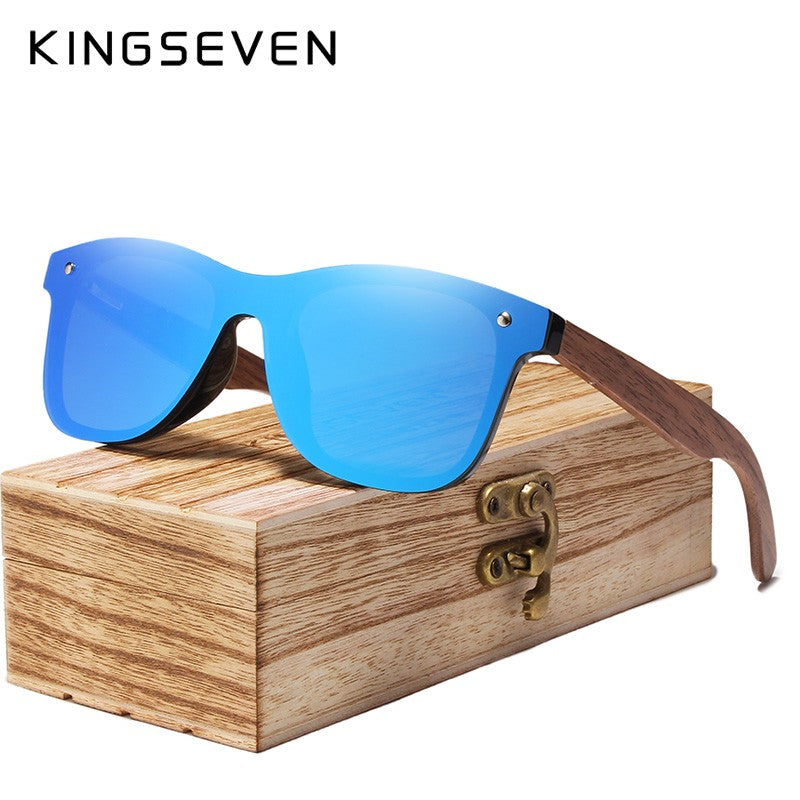 KINGSEVEN UV400 Sunglasses For Men Polarized Walnut Wood Handmade Sun Glasses High Quality Protection Women Eyewear Gafas