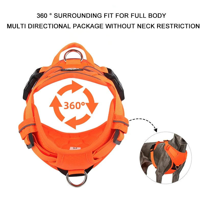 Colete Peitoral para Cães Sem Puxar, Reflexivo, Nylon, Ajustável, para Cães de Porte Médio e Grande, Colete de Segurança Veicular para Caminhada e Corrida.