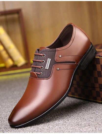 QFFAZ Big Size 38-47 Men Wedding Dress Shoes Black Brown Oxford Shoes Formal Office Business British Lace-up Men's Footwear