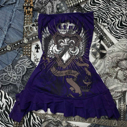 Aesthetic Y2k girl suspenders Top Y2k Clothes blue Gothic bow Slimming Bottom for Women dress Sexy Girls high street character