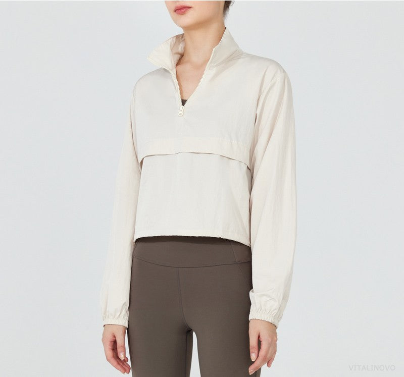 VITALINOVO Women's Athletic Jacket Lightweight Quarter Zip Pullover For Golf Hiking Running Windbreaker UPF50+ Waterproof Jacket