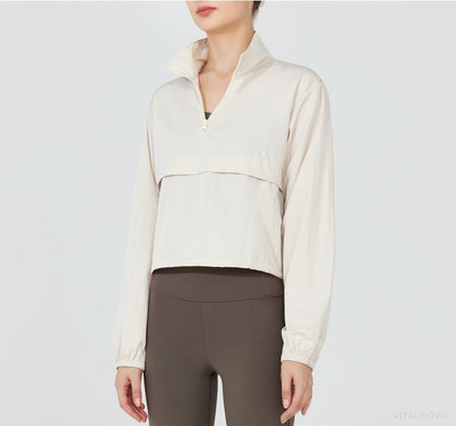 VITALINOVO Women's Athletic Jacket Lightweight Quarter Zip Pullover For Golf Hiking Running Windbreaker UPF50+ Waterproof Jacket