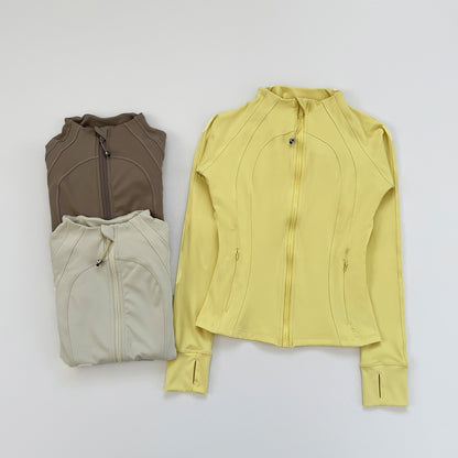 Women's Multi - color Sports Knit Jacket, Casual Long - sleeve Top, Fashion Solid - color Yoga Outerwear, 2025 New Arrival