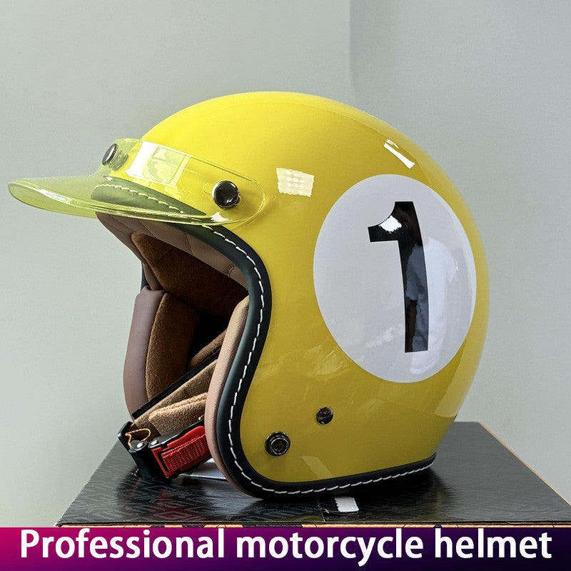 Retro Small Dock Helmet Electric Vehicle Cap Ladies Motorcycle Three-Quarter Helmet Vintage Headgear for Women