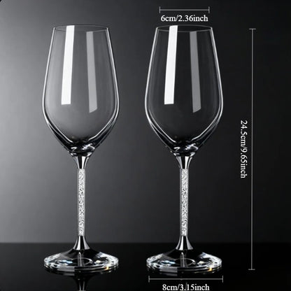 Conjunto 2 Peças Taças de Cristal Luxo Vinho Tinto Copos Altos para Festa Champanhe Flute Copos de Beber