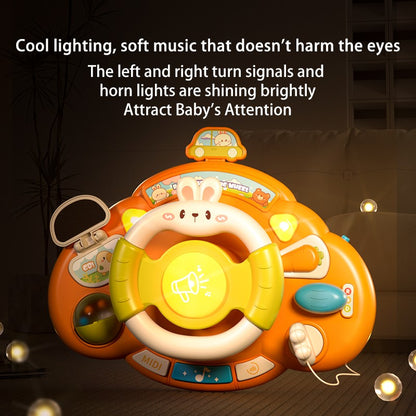 Brinquedo de volante para bebê, educação infantil, brinquedos de direção simulados, luz e música, educativos para bebês, reboque de berço, brinquedos suspensos