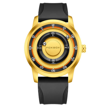 FOXBOX Fashion Unique Dial Man Watch Leather Casual Sports Srolling Bead Magnetic Force Waterproof Quartz Watches for Men Clocks