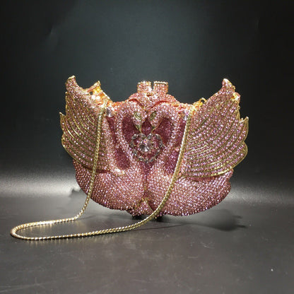 XIYUAN Pink/Black/Blue/Gold Crystal Evening Clutches Bag Hollow Out Women Metal Clutch Purse Wedding Party Prom Dinner Handbag